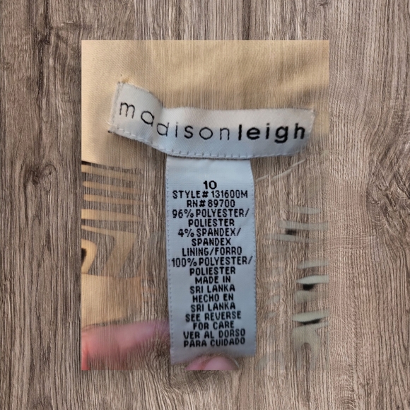 Madison Leigh Black & Tan Midi Dress with Front Cutout & Back Zip, Size 10, EUC - Picture 3 of 4